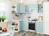 Небольшая угловая кухня в голубом и белом цвете Абакан